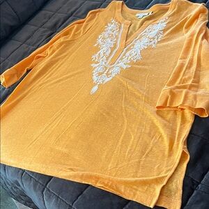 Chico's Vibrant Orange Embroidered Tunic